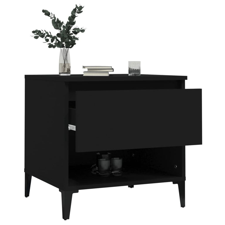Bijzettafels 2 st 50x46x50 cm bewerkt hout zwart MeubelReus