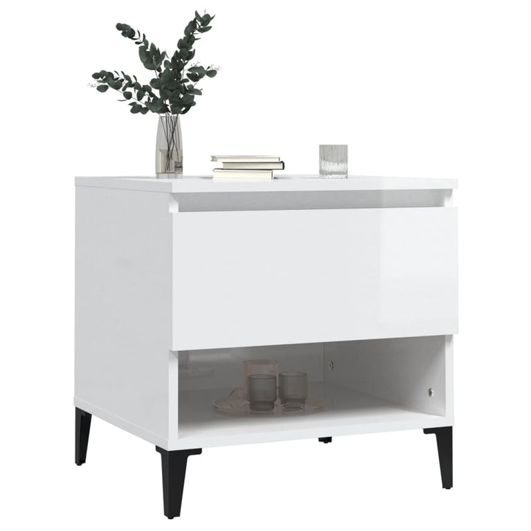 Bijzettafels 2 st 50x46x50 cm bewerkt hout hoogglans wit MeubelReus