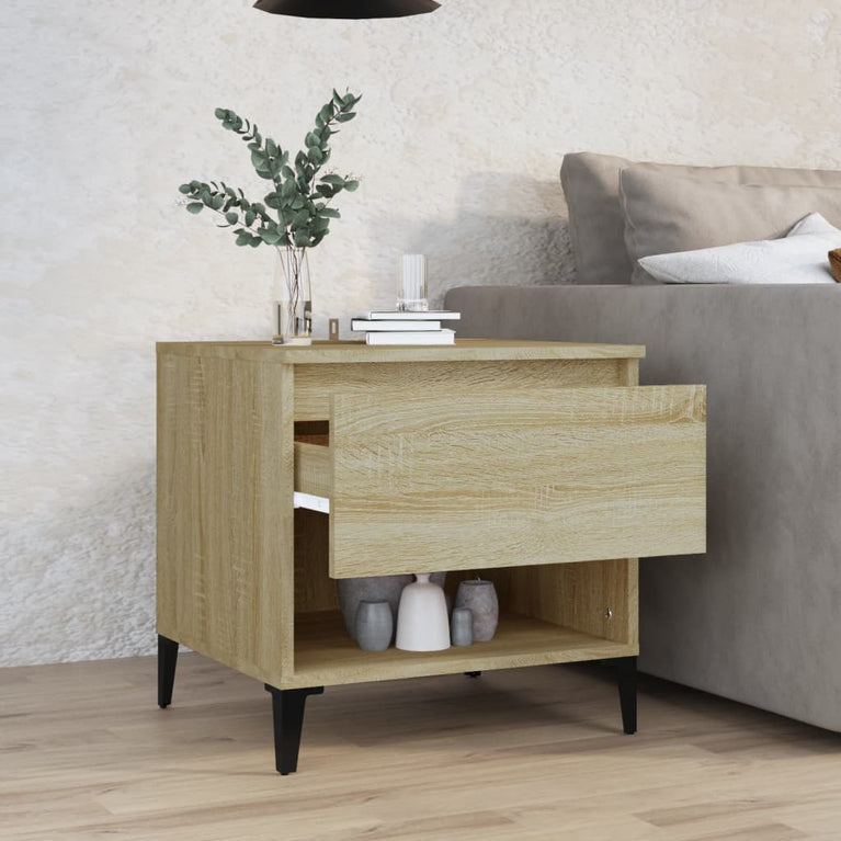 Bijzettafel 50x46x50 cm bewerkt hout sonoma eikenkleurig MeubelReus