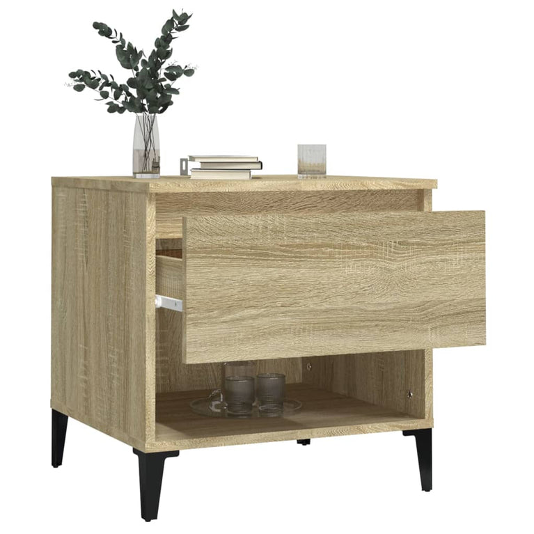 Bijzettafel 50x46x50 cm bewerkt hout sonoma eikenkleurig MeubelReus