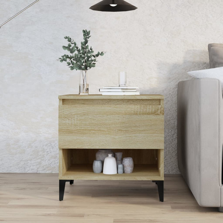 Bijzettafel 50x46x50 cm bewerkt hout sonoma eikenkleurig MeubelReus