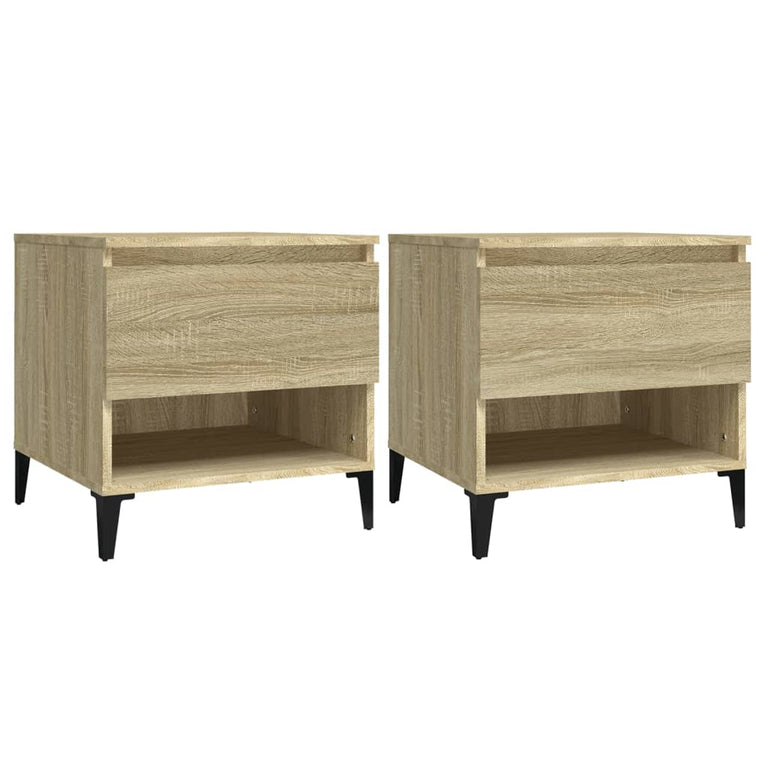 Bijzettafels 2 st 50x46x50 cm bewerkt hout sonoma eikenkleurig MeubelReus