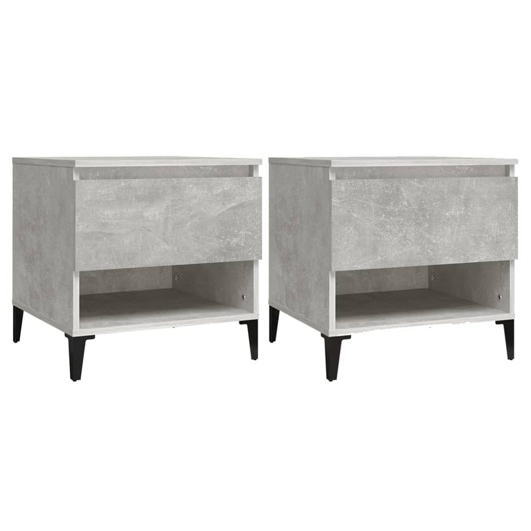 Bijzettafels 2 st 50x46x50 cm bewerkt hout betongrijs MeubelReus