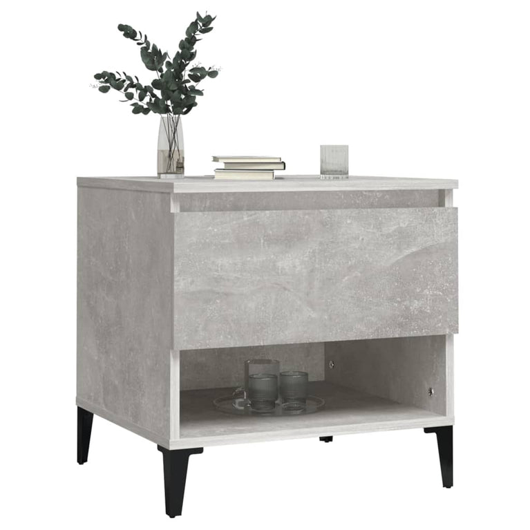 Bijzettafels 2 st 50x46x50 cm bewerkt hout betongrijs MeubelReus