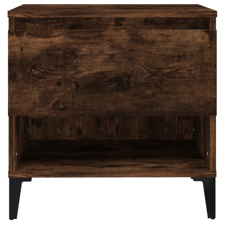 Bijzettafel 50x46x50 cm bewerkt hout gerookt eikenkleurig MeubelReus