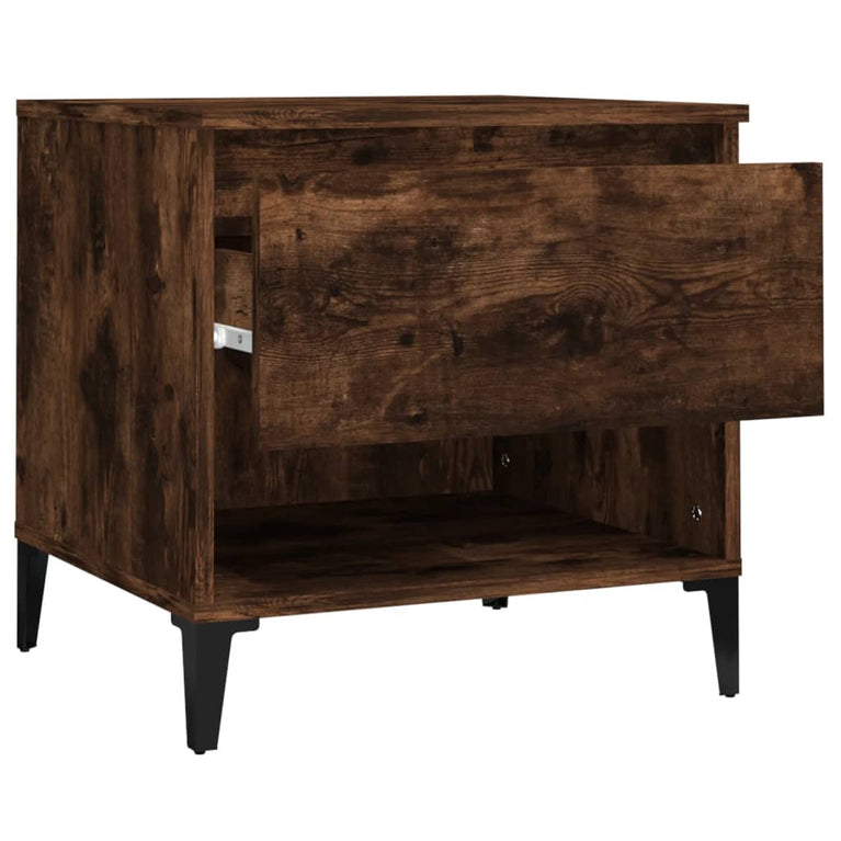 Bijzettafel 50x46x50 cm bewerkt hout gerookt eikenkleurig MeubelReus
