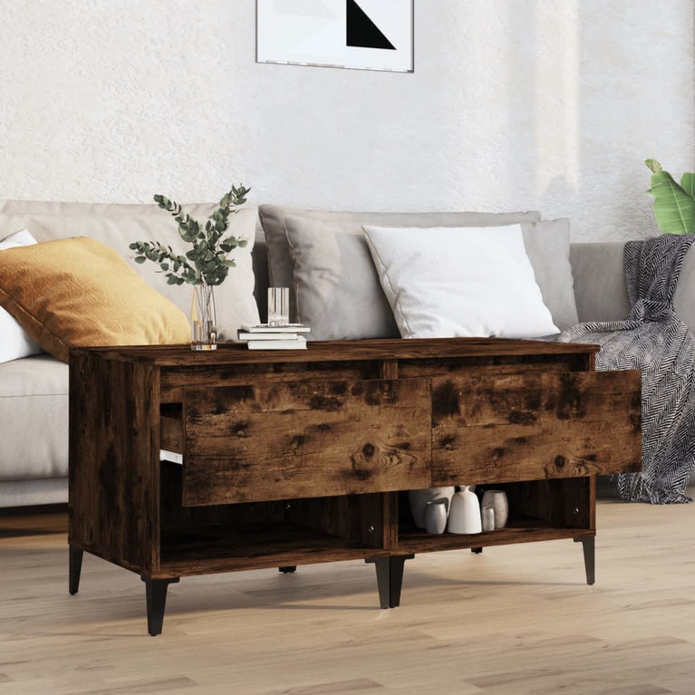 Bijzettafels 2 st 50x46x50 cm bewerkt hout gerookt eikenkleurig MeubelReus