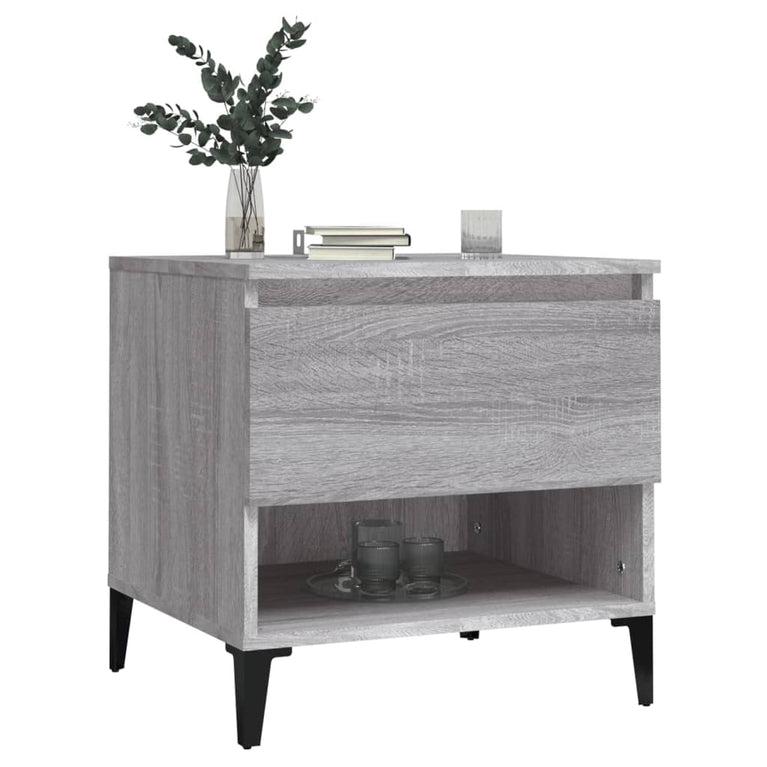 Bijzettafel 50x46x50 cm bewerkt hout grijs sonoma eikenkleur MeubelReus