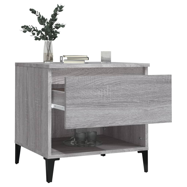 Bijzettafel 50x46x50 cm bewerkt hout grijs sonoma eikenkleur MeubelReus