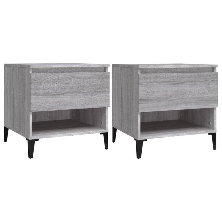 Bijzettafels 2 st 50x46x50 cm bewerkt hout grijs sonoma eiken MeubelReus