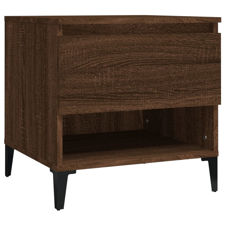 Bijzettafel 50x46x50 cm bewerkt hout bruin eikenkleur MeubelReus