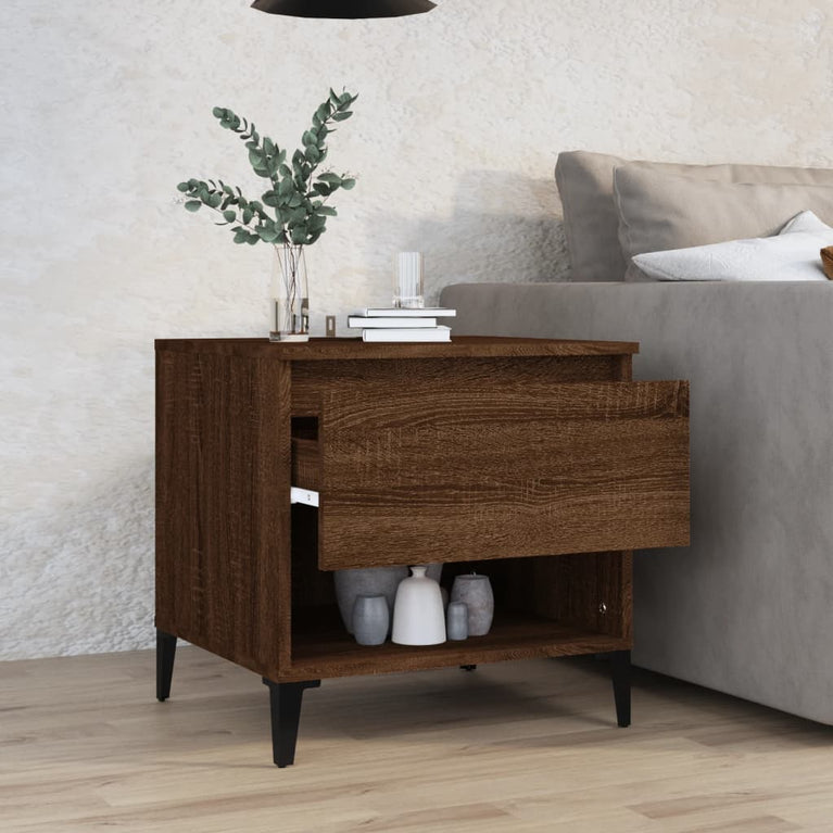 Bijzettafel 50x46x50 cm bewerkt hout bruin eikenkleur MeubelReus