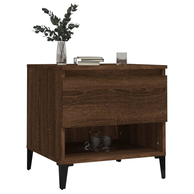 Bijzettafel 50x46x50 cm bewerkt hout bruin eikenkleur MeubelReus