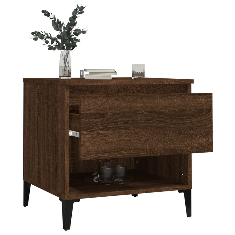 Bijzettafel 50x46x50 cm bewerkt hout bruin eikenkleur MeubelReus