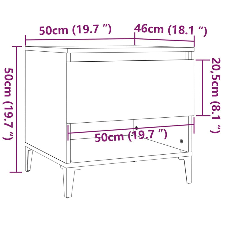 Bijzettafel 50x46x50 cm bewerkt hout bruin eikenkleur MeubelReus