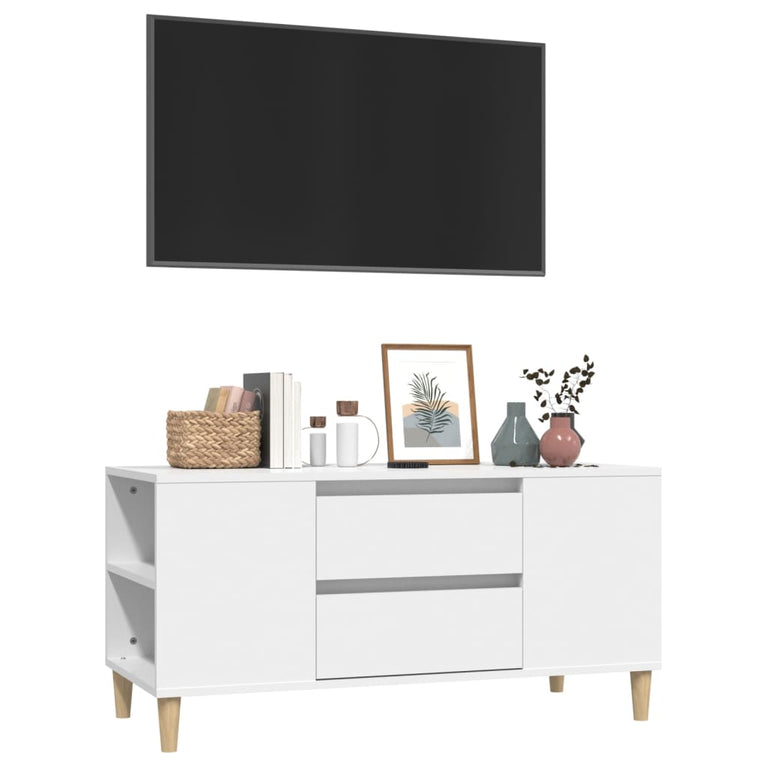 Tv-meubel 102x44,5x50 cm bewerkt hout wit MeubelReus