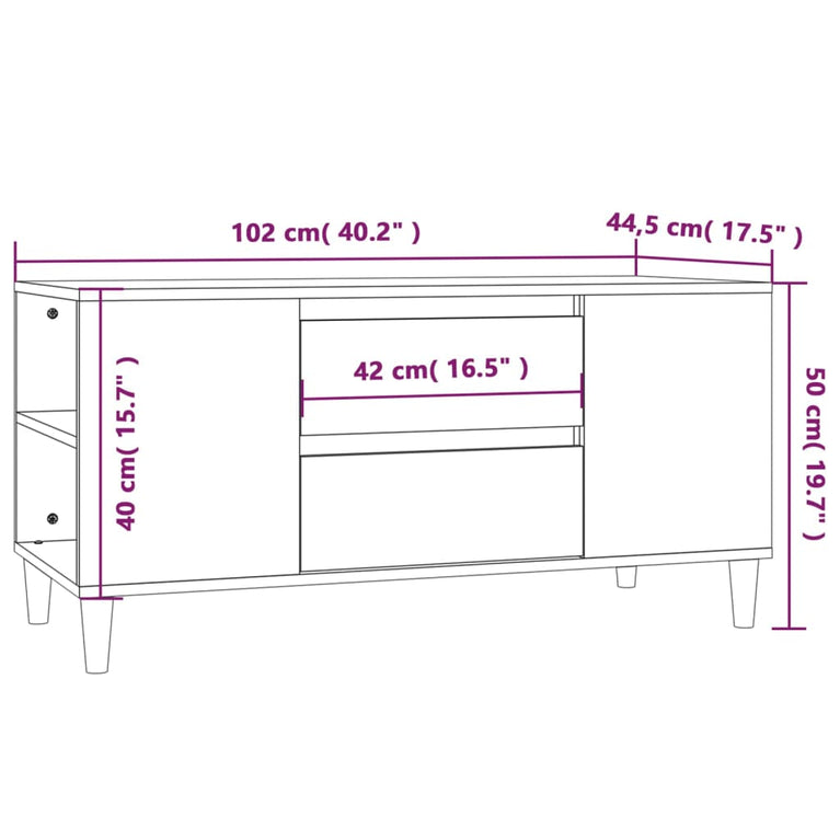 Tv-meubel 102x44,5x50 cm bewerkt hout sonoma eikenkleurig MeubelReus