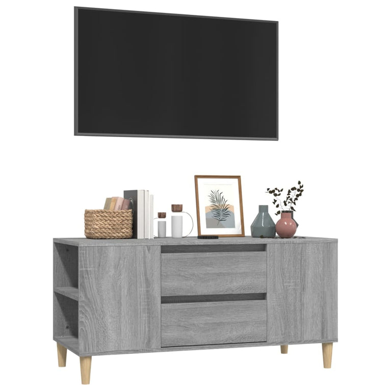 Tv-meubel 102x44,5x50 cm bewerkt hout grijs sonoma eikenkleurig MeubelReus