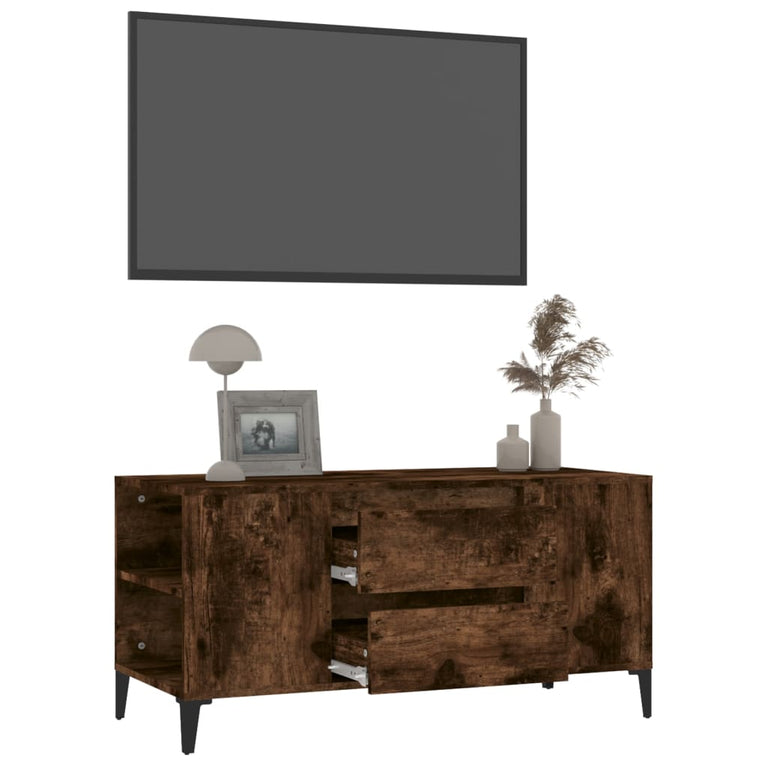 Tv-meubel 102x44,5x50 cm bewerkt hout gerookt eikenkleurig MeubelReus