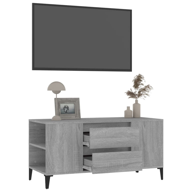 Tv-meubel 102x44,5x50 cm bewerkt hout grijs sonoma eikenkleurig MeubelReus