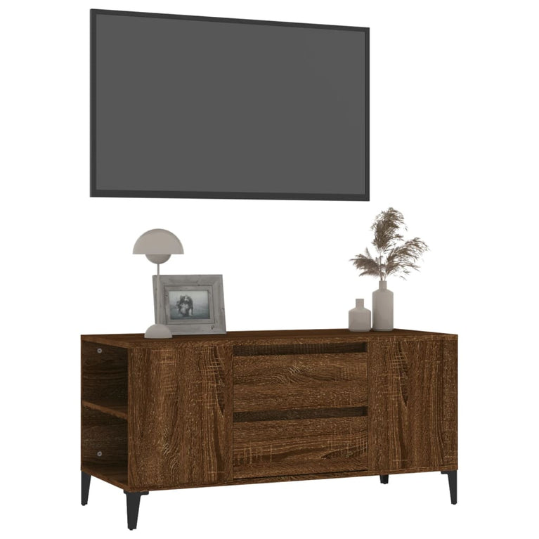 Tv-meubel 102x44,5x50 cm bewerkt hout bruin eikenkleur MeubelReus