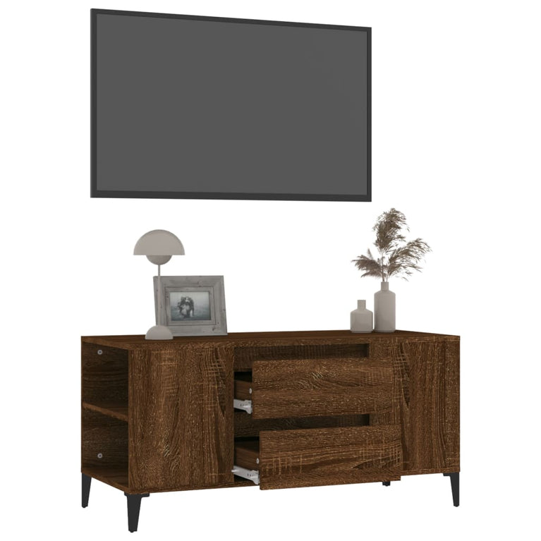 Tv-meubel 102x44,5x50 cm bewerkt hout bruin eikenkleur MeubelReus