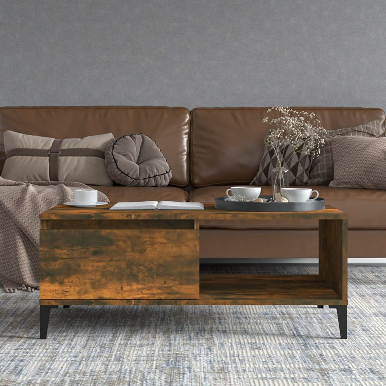 Salontafel 90x50x36,5 cm bewerkt hout gerookt eikenkleurig MeubelReus