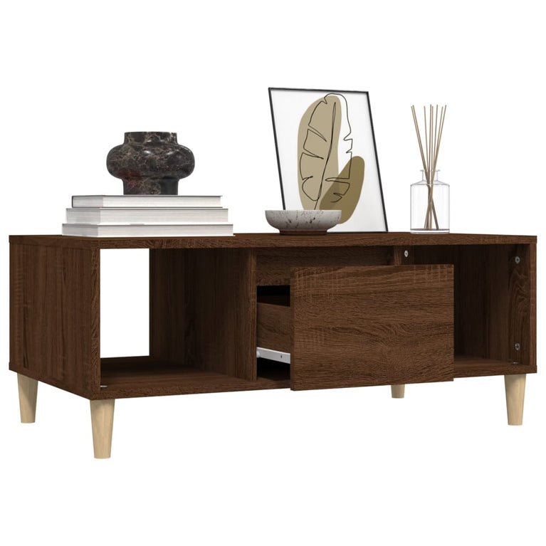 Salontafel 90x50x36,5 cm bewerkt hout bruin eikenkleur MeubelReus