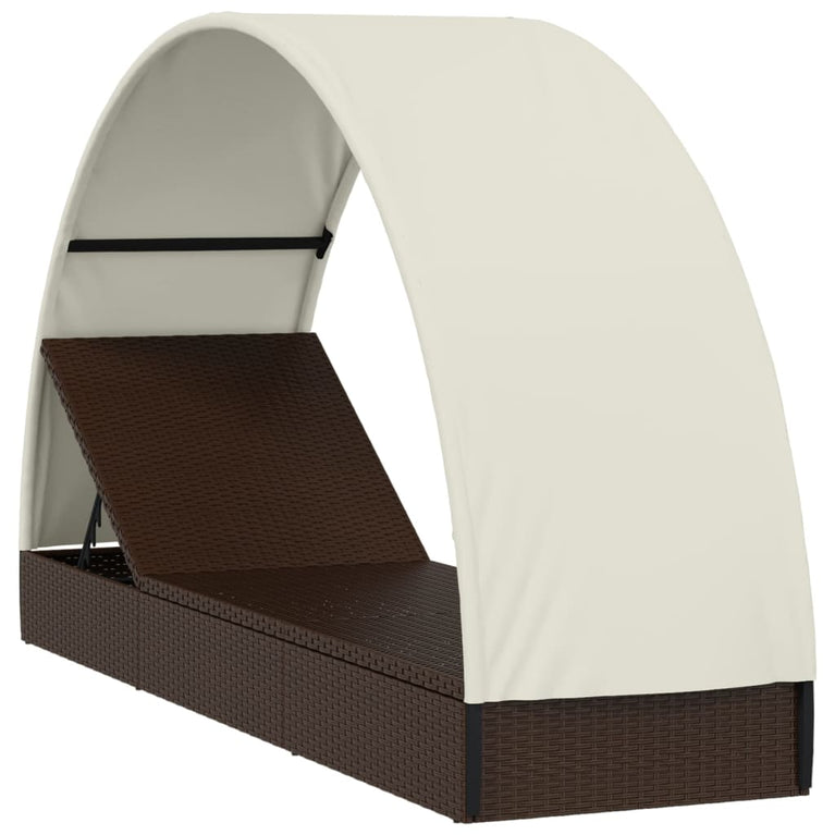 Ligbed met rond dak 211x57x140 cm poly rattan bruin MeubelReus