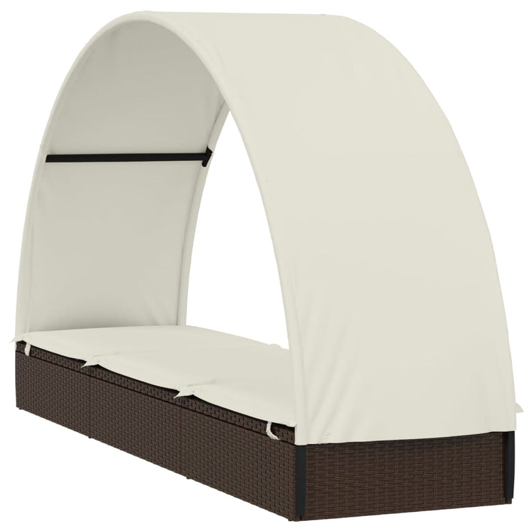 Ligbed met rond dak 211x57x140 cm poly rattan bruin MeubelReus