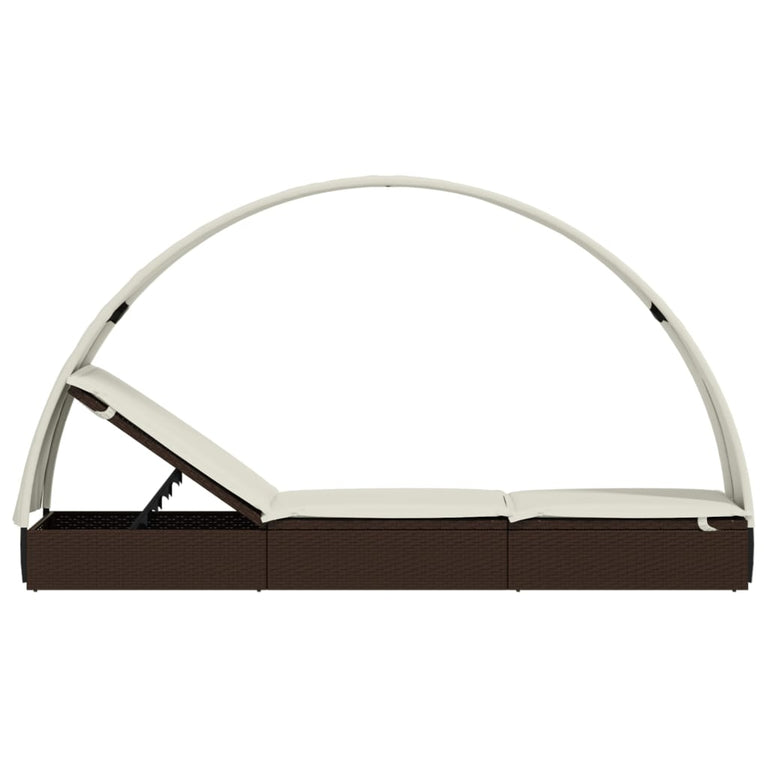 Ligbed met rond dak 211x57x140 cm poly rattan bruin MeubelReus