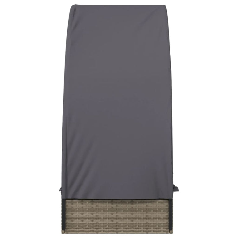 Ligbed met rond dak 211x57x140 cm poly rattan grijs MeubelReus