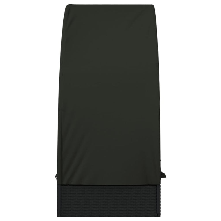 Ligbed met rond dak 211x57x140 cm poly rattan zwart MeubelReus