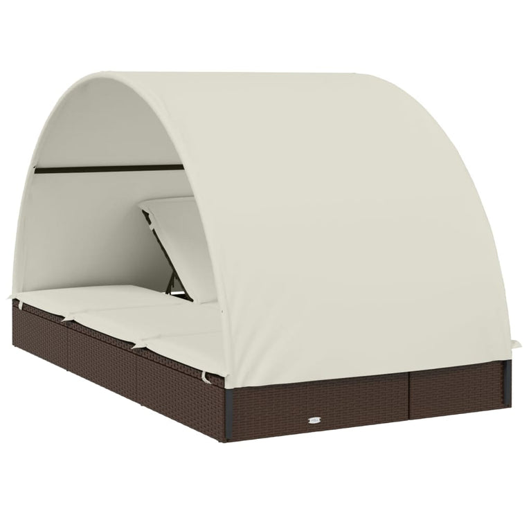 Ligbed 2-persoons met rond dak 211x112x140 cm poly rattan bruin MeubelReus