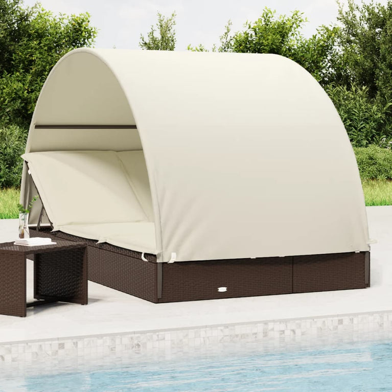 Ligbed 2-persoons met rond dak 211x112x140 cm poly rattan bruin MeubelReus