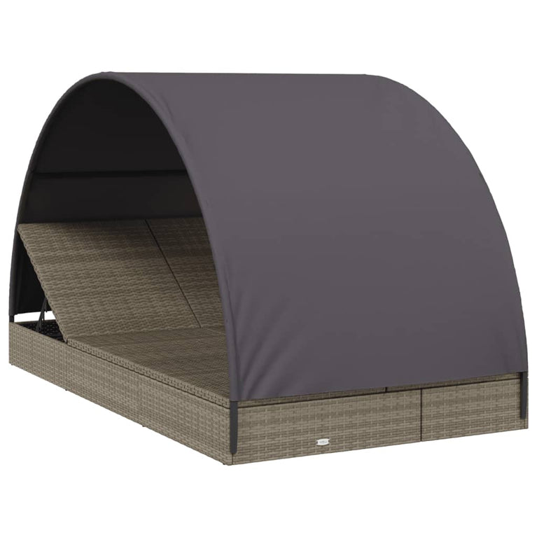 Ligbed 2-persoons met rond dak 211x112x140 cm poly rattan grijs MeubelReus