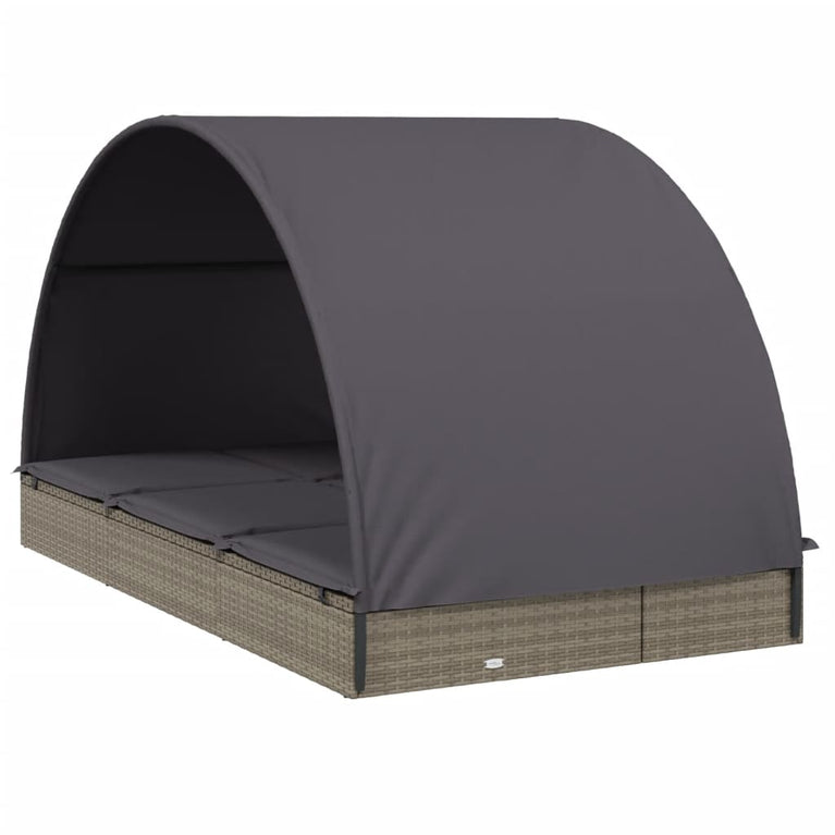 Ligbed 2-persoons met rond dak 211x112x140 cm poly rattan grijs MeubelReus