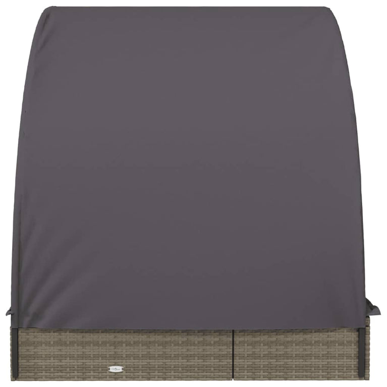 Ligbed 2-persoons met rond dak 211x112x140 cm poly rattan grijs MeubelReus
