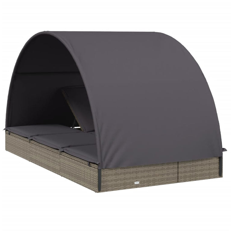 Ligbed 2-persoons met rond dak 211x112x140 cm poly rattan grijs MeubelReus