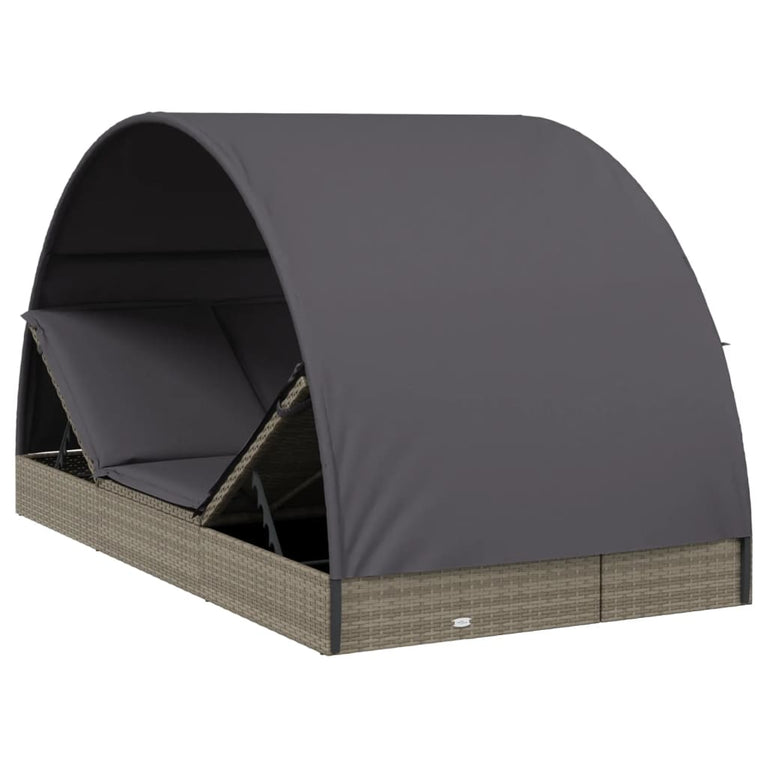 Ligbed 2-persoons met rond dak 211x112x140 cm poly rattan grijs MeubelReus