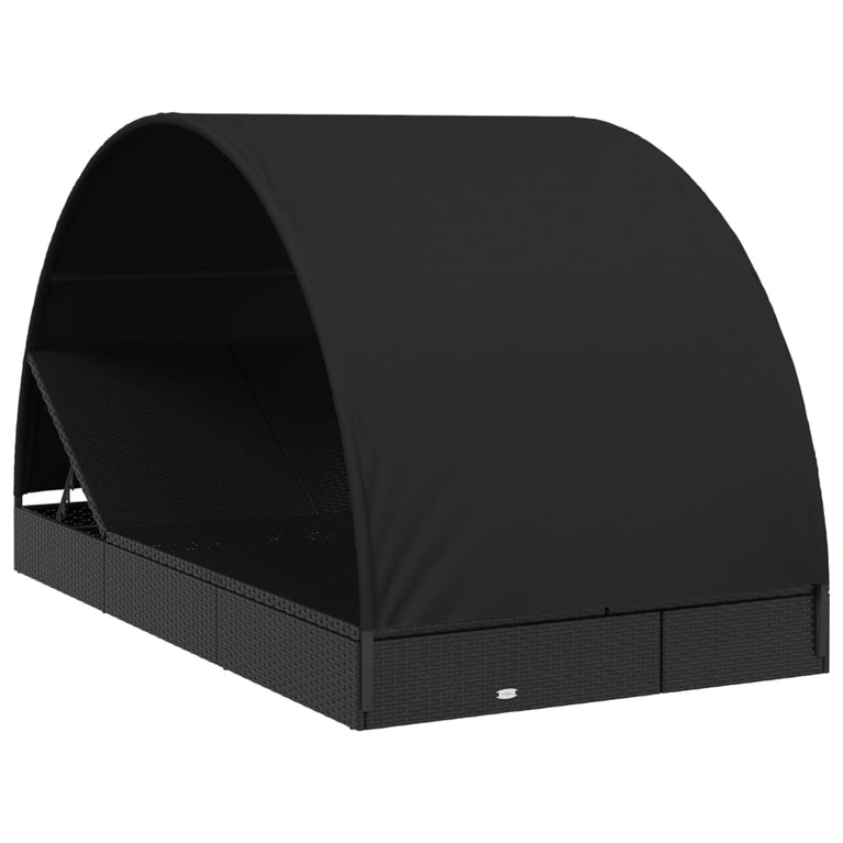 Ligbed 2-persoons met rond dak 211x112x140 cm poly rattan zwart MeubelReus
