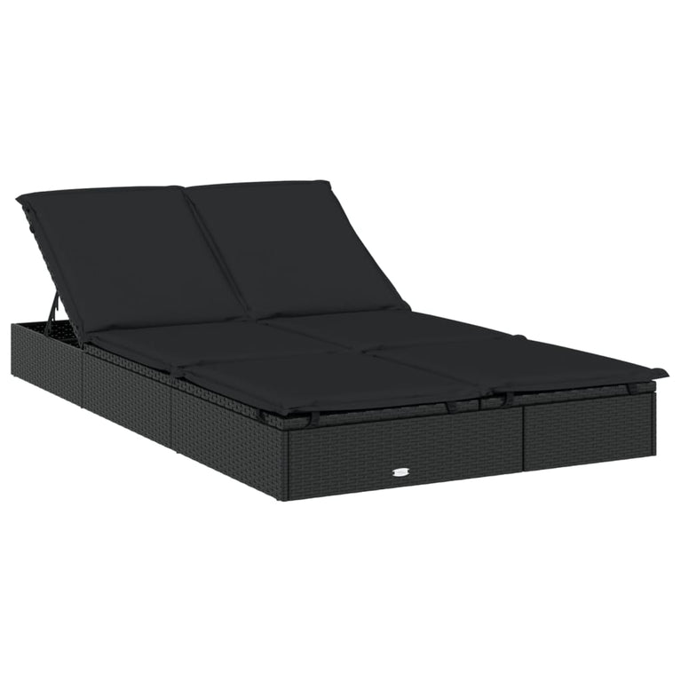 Ligbed 2-persoons met rond dak 211x112x140 cm poly rattan zwart MeubelReus