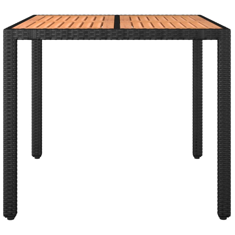 Tuintafel met houten blad poly ratten en acaciahout zwart MeubelReus