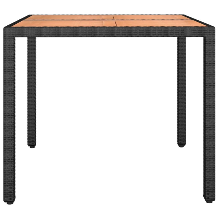 Tuintafel met houten blad poly ratten en acaciahout zwart MeubelReus
