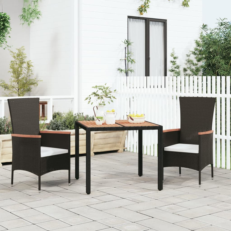 Tuintafel met houten blad poly ratten en acaciahout zwart MeubelReus
