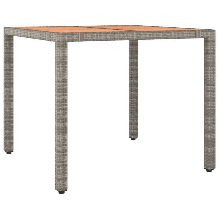 Tuintafel met houten blad poly ratten en acaciahout grijs MeubelReus