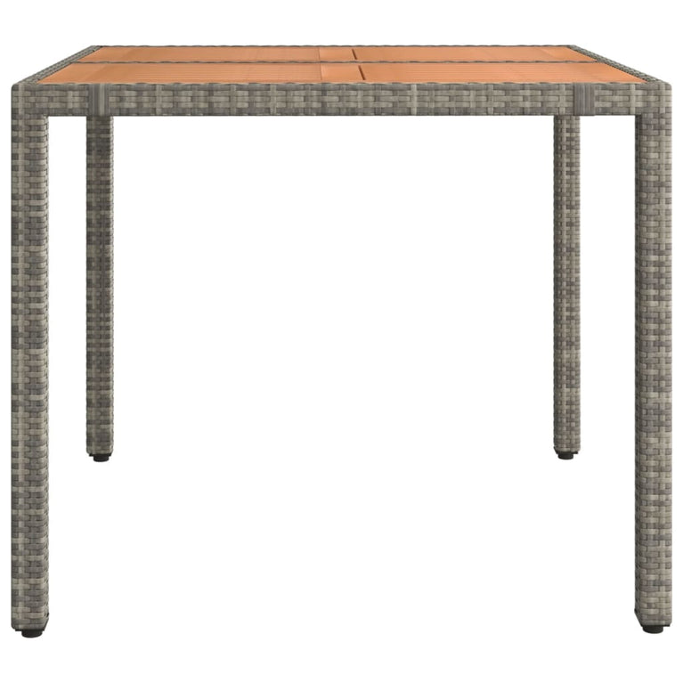 Tuintafel met houten blad poly ratten en acaciahout grijs MeubelReus