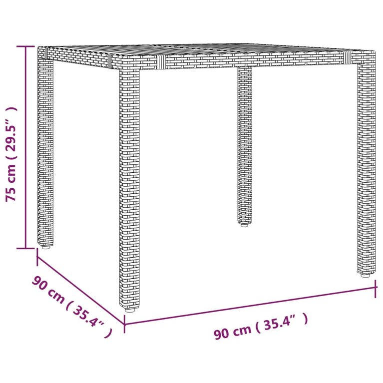 Tuintafel met houten blad poly ratten en acaciahout grijs MeubelReus