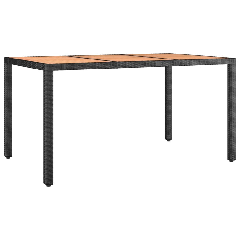 Tuintafel met houten blad poly ratten en acaciahout zwart MeubelReus