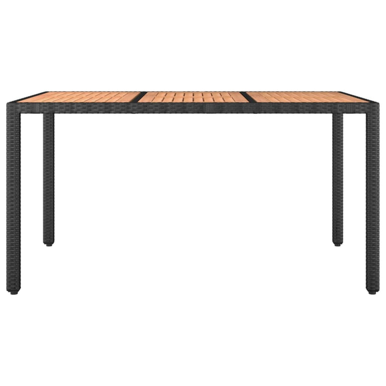 Tuintafel met houten blad poly ratten en acaciahout zwart MeubelReus
